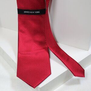 Jones New York Red Silk Tie Navy Diagonal Stripe Classic Business